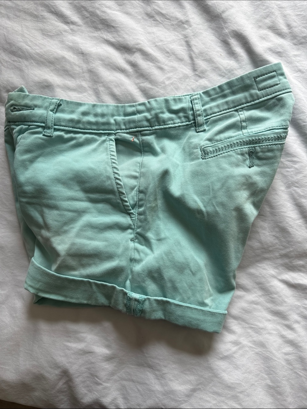 Anthropologie Mint Green Rolled-Hem Cotton Shorts - Picture 3 of 6
